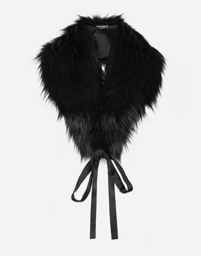 Dolce & Gabbana Faux Fur Collar In Black