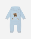 DOLCE & GABBANA HOODED JERSEY ONESIE WITH LONG SLEEVES WITH PATCH AND EMBROIDERY