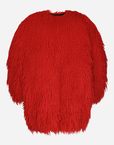 Dolce & Gabbana Mantel Aus Faux-shearling In Red