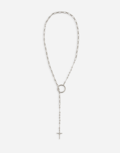 Dolce & Gabbana Rosary Necklace With Chain Detailing In Metallic