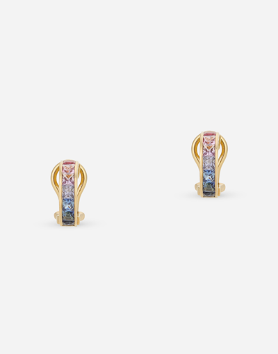 Dolce & Gabbana Rainbow Earrings In Yellow Gold 18kt With Multicolor Sapphires And Diamonds