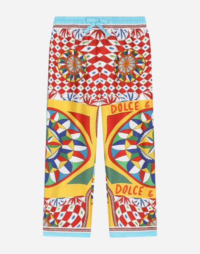 Dolce & Gabbana Silk Twill Pyjama Trousers With Carretto Print