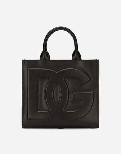 Dolce & Gabbana Structured Mini Shopper Bag With Calfskin Handles In Black