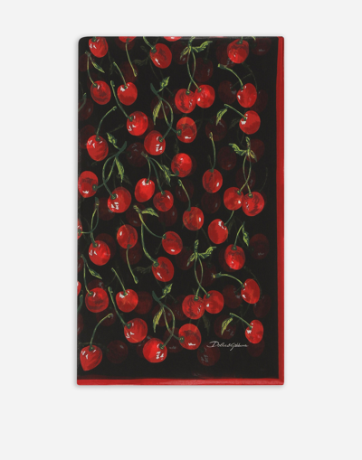 Dolce & Gabbana Cherry-print Silk Scarf (120x200) In Black