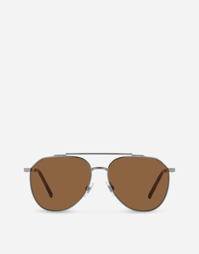 Dolce & Gabbana Dolce And Gabbana Brown Pilot Mens Sunglasses Dg2296 04/73 58 In Silver