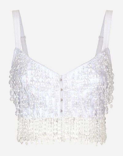 Dolce & Gabbana Kim Dolce&gabbana Short Corset With Embroidery In White