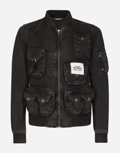 Dolce & Gabbana Garment-dyed Cotton Jacket With Multiple Pockets