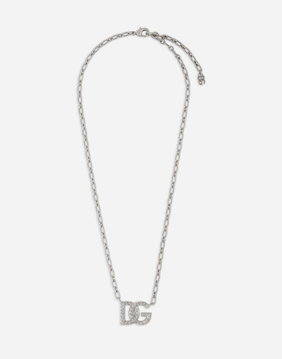 Dolce & Gabbana Chain Necklace With Dg Logo In White