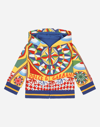 DOLCE & GABBANA ZIP-UP JERSEY HOODIE WITH CARRETTO PRINT