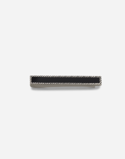 Dolce & Gabbana White Gold Tie Pin In Black