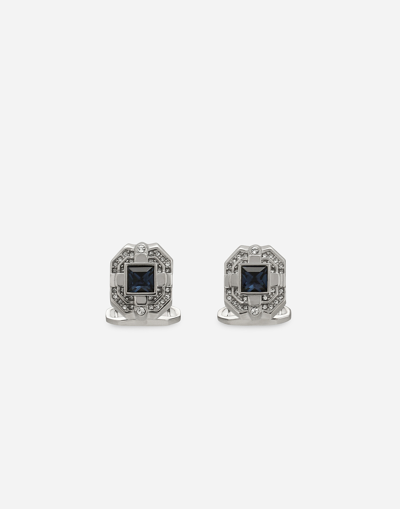Dolce & Gabbana Silver Cufflinks With Crystal Rhinestones