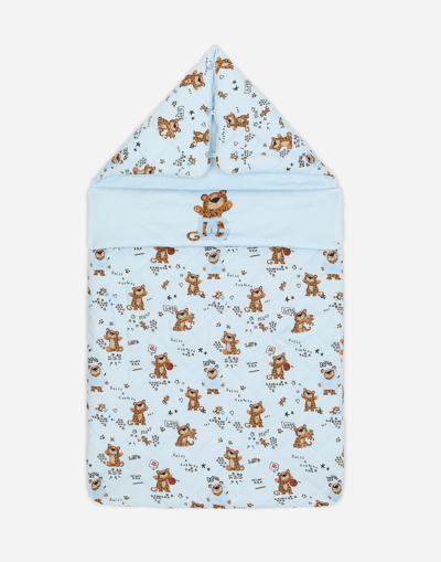 Dolce & Gabbana Babies' All-over Teddy-print Sleep Bag In Blue