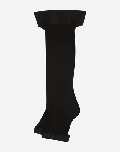 Dolce & Gabbana Hold-up Stockings With Branded Elastic In Black