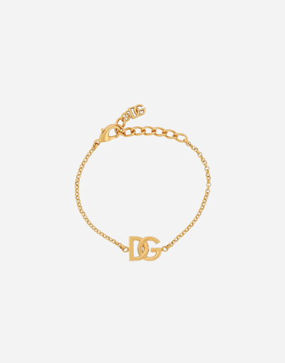 Dolce & Gabbana Fine Link Bracelet With Dg Logo In Gold