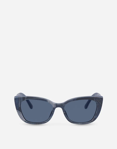 Dolce & Gabbana Denim Patchwork Sunglasses In Blue