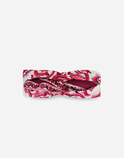 Dolce & Gabbana Majolica-print Poplin Headband In Red