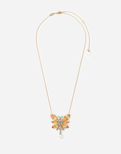 Dolce & Gabbana Spring Necklace In Yellow 18kt Gold With Citrine Butterfly