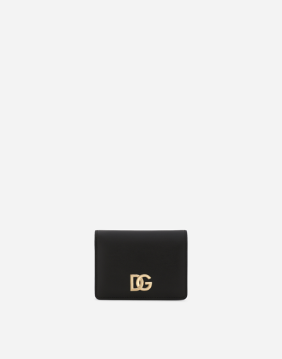 Dolce & Gabbana Dg Plaque Leather Wallet In Black