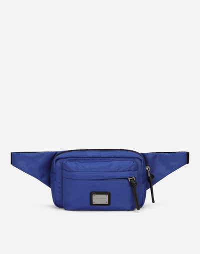 Dolce & Gabbana Nylon Belt Bag In Blue