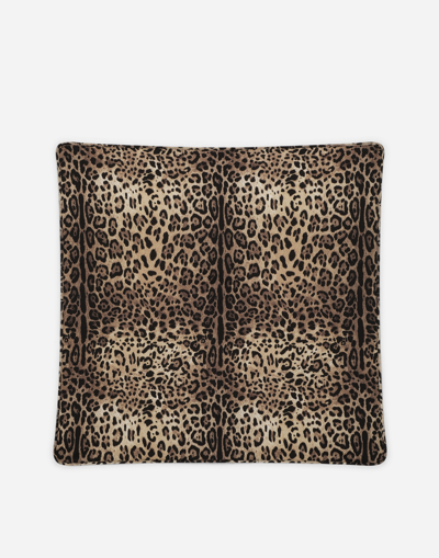 Dolce & Gabbana Babies' Cotton Jersey Blanket With Leopard Print In Brown