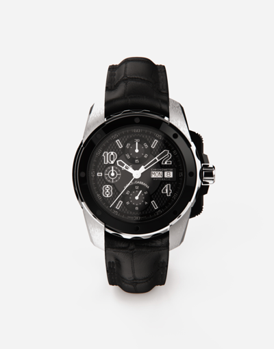 Dolce & Gabbana Ds5 Watch In White Gold And Steel With Pvd Coating In Black