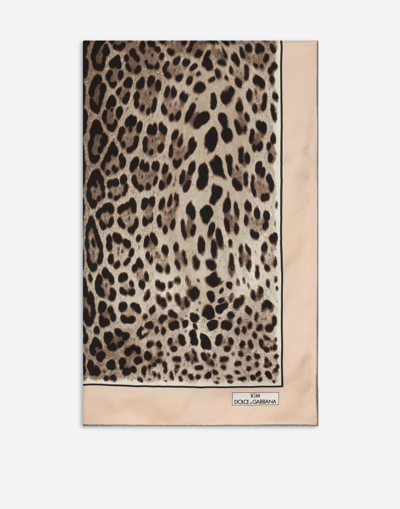 Dolce & Gabbana Leopard Print Twill Scarf In Multi