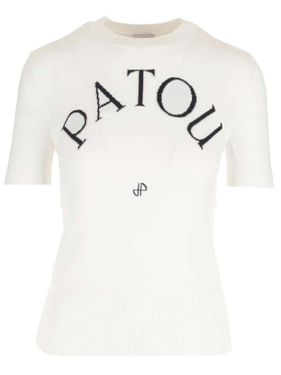 Patou Logo Embroidered Knitted Top In White