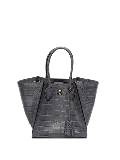 Ermanno Scervino Medium Leather Shopping Bag In Grey
