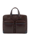 Piquadro Brown Leather Workbook With Rfid Anti-fraud Protection In Brown