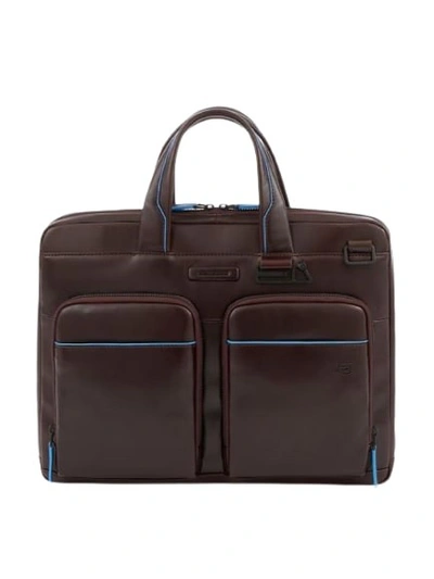 Piquadro Brown Leather Workbook With Rfid Anti-fraud Protection