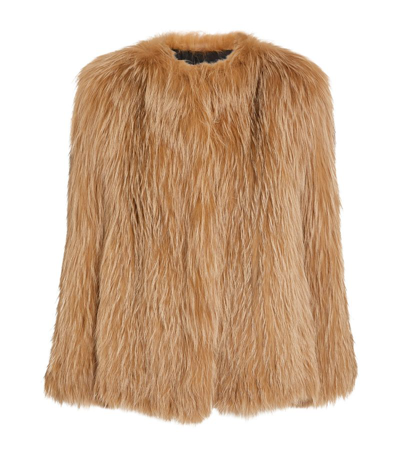 Yves Salomon Fox Fur Coat In Beige