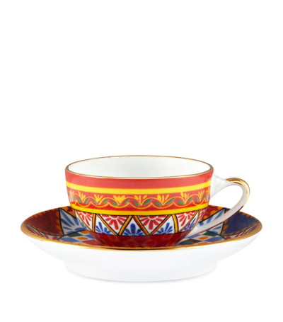 Dolce & Gabbana Carreto Teacup And Saucer In Multi