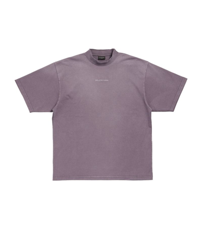 Balenciaga Cotton Logo T-shirt In Purple