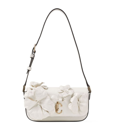 Jimmy Choo Avenue Floral Applique Mini Shoulder Bag In Cream