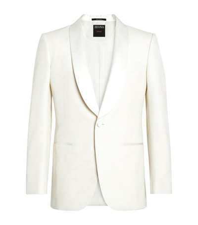 Zegna Single-breasted Silk Evening Jacket In Neutrals
