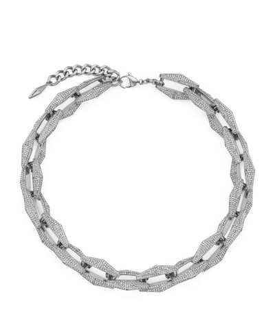 Jimmy Choo Embellished Diamond Chain Necklace In Silver