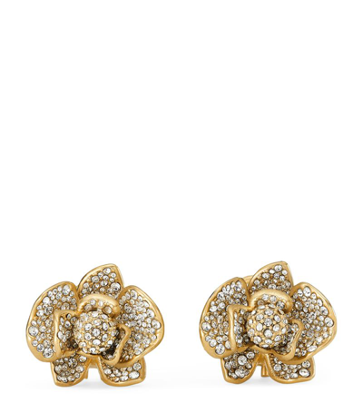 Jimmy Choo Petal Studs In Gold/crystal