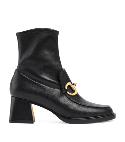 Gucci Horsebit Leather Ankle Boots In Black