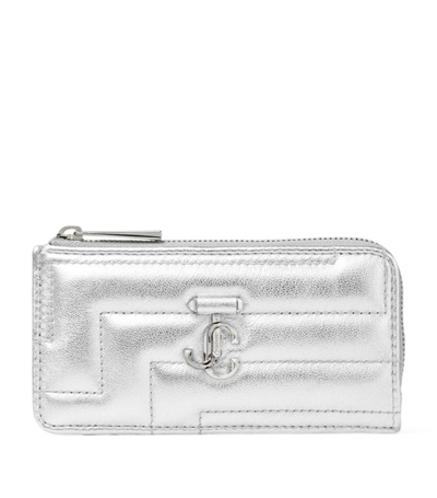 Jimmy Choo Leather Zip-up Lise-z Avenue Card Holder In Silver