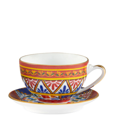 Dolce & Gabbana Carreto Teacup And Saucer In Multi