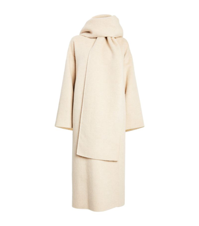 The Row Notte Scarf-detailed Cashmere Coat In Ivory