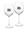DOLCE & GABBANA SET OF 2 DG MILLENNIALS LOGO WINE GLASSES
