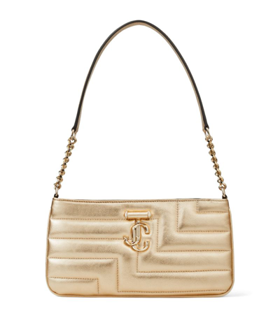 Jimmy Choo Leather Avenue Shoulder Bag In Gold