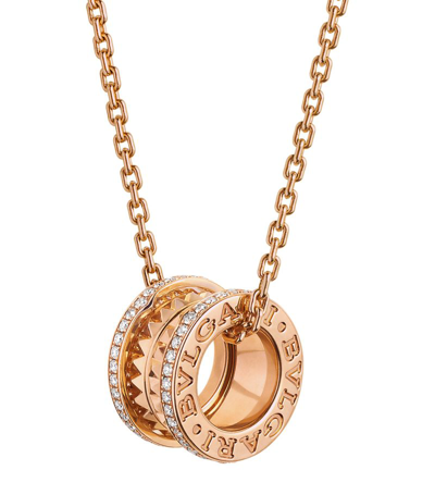 Bvlgari Rose Gold And Diamond B.zero1 Rock Pendant Necklace
