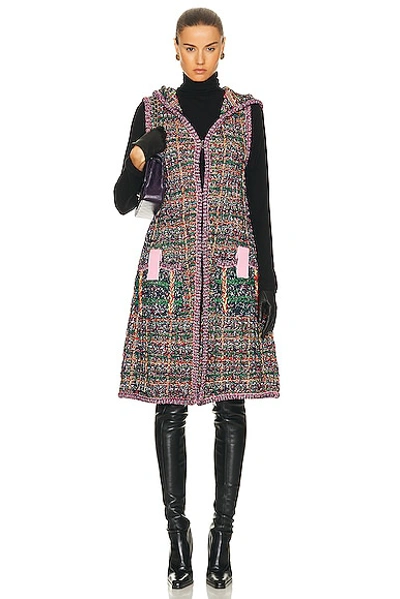 Pre-owned Chanel Tweed Hooded Knit Cardigan In Multi