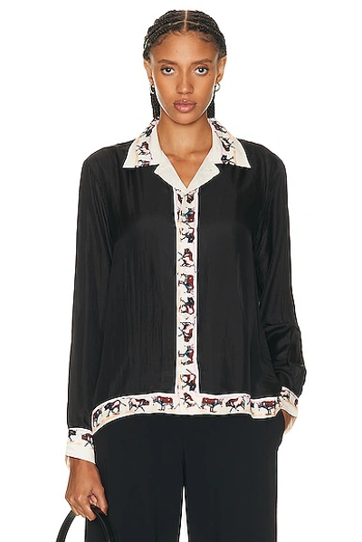 Bode Taureau Long Sleeve Shirt In Black