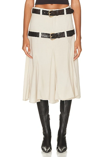 Mimchik Double Belted Skirt In Cream