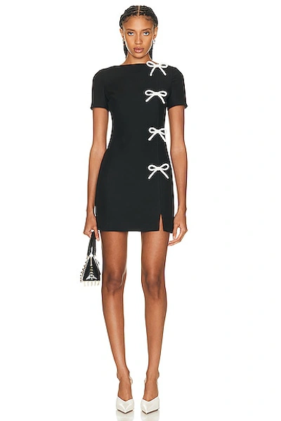 Valentino Crepe Couture Mini Dress With Bow Details In Nero/avorio