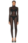 Norma Kamali Long Sleeve Slim Fit Turtleneck Catsuit In Black