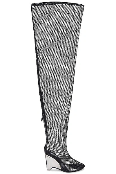 Alaïa Wedge Over The Knee Boot In Noir